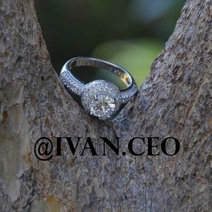Sterling Silver Diamond Ring Simulate